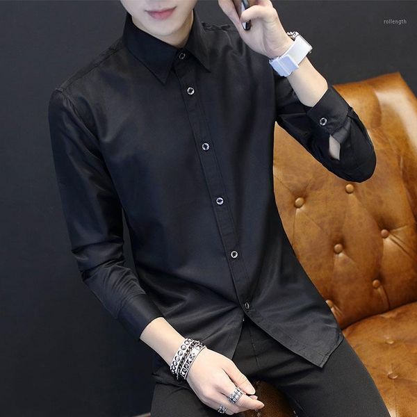 men casual long sleeved solid shirt slim fit male social business dress shirt brand men clothing soft comfortable1, White;black
men casual long sleeved solid shirt slim fit male social business dress shirt brand men clothing soft comfortable1, White;black