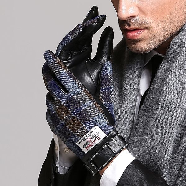 men tweed wool leather gloves touch screen autumn winter male mitten thicken warm men business plaid driving gloves t200915, Blue;gray
men tweed wool leather gloves touch screen autumn winter male mitten thicken warm men business plaid driving gloves t200915, Blue;gray