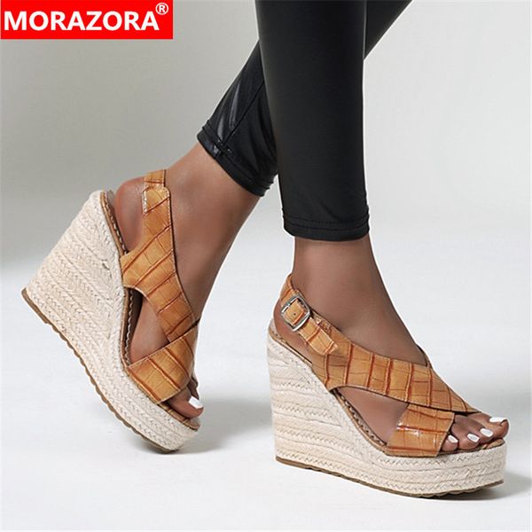 morazora big size 34-43 women sandals wedges platform buckle ladies shoes solid color summer dress shoes black brown 0928
morazora big size 34-43 women sandals wedges platform buckle ladies shoes solid color summer dress shoes black brown 0928