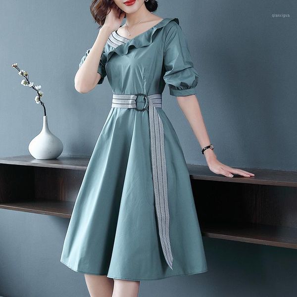 new fashion designer green dress v-neck big swing tunic dresses stylish ruffled women business work dress with belt1, Black;gray
new fashion designer green dress v-neck big swing tunic dresses stylish ruffled women business work dress with belt1, Black;gray