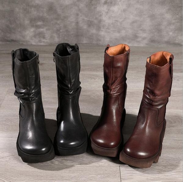autumn and winter new style cowhide thick-soled ethnic style middle tube women's boots retro boots warm casual women's shoes, Black
autumn and winter new style cowhide thick-soled ethnic style middle tube women's boots retro boots warm casual women's shoes, Black