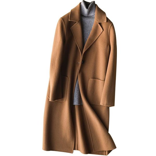 women's wool & blends casaco feminino 2021 autumn winter coat women elegant long coats doule-side jacket female outwear manteau femme y, Black
women's wool & blends casaco feminino 2021 autumn winter coat women elegant long coats doule-side jacket female outwear manteau femme y, Black