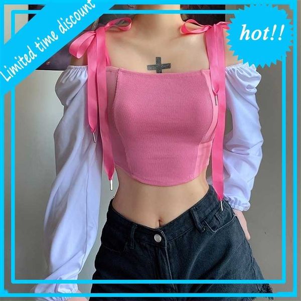 women's fashion fall / winter 2021 new color contrast one neck bubble off shoulder slim long sleeve t-shirt for women, White
women's fashion fall / winter 2021 new color contrast one neck bubble off shoulder slim long sleeve t-shirt for women, White