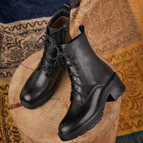 boots women's genuine leather chunky heel round toe gradient color lace-up ankle casual punk motorcycle short booties shoes sale, Black
boots women's genuine leather chunky heel round toe gradient color lace-up ankle casual punk motorcycle short booties shoes sale, Black