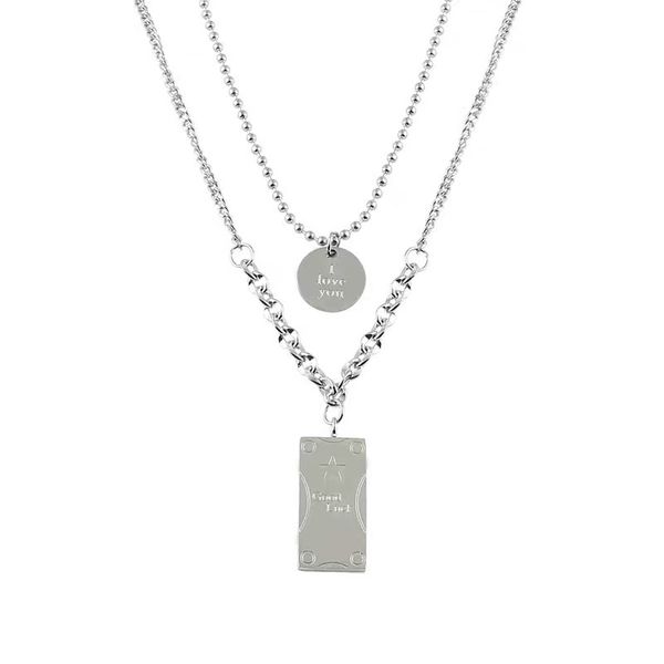 new double layer wear stainless steel titanium necklace love letter brand pendant necklace friend gift, Silver
new double layer wear stainless steel titanium necklace love letter brand pendant necklace friend gift, Silver