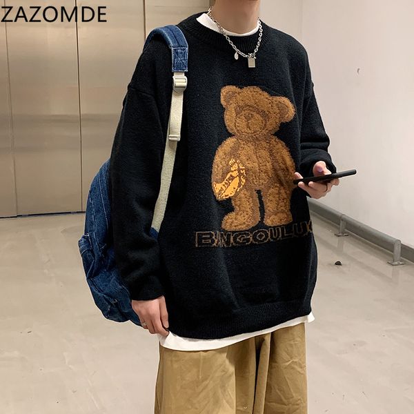 2020 bear embroidery knitted jumper sweaters retro hip hop streetwear harajuku loose casual pullover fashion mens c1222, Black
2020 bear embroidery knitted jumper sweaters retro hip hop streetwear harajuku loose casual pullover fashion mens c1222, Black