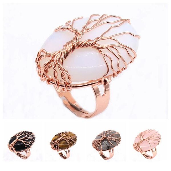 vintage wire wrapped life tree finger ring for women men egg shaped natural stone adjustable rings healing reiki charms jllsqv, Black
vintage wire wrapped life tree finger ring for women men egg shaped natural stone adjustable rings healing reiki charms jllsqv, Black