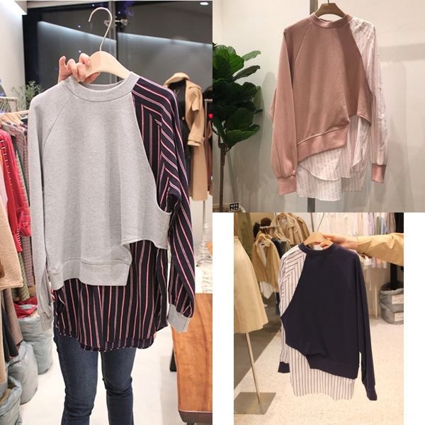 south korea east gate autumn winter sweater 2020 new color matching fake two piece stripe stitching sweater fashion versatile loose top, White
south korea east gate autumn winter sweater 2020 new color matching fake two piece stripe stitching sweater fashion versatile loose top, White