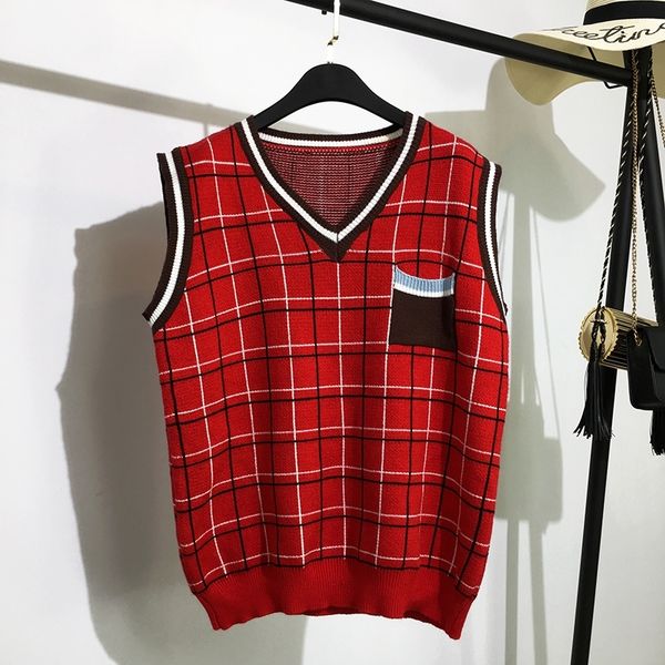 v-neck fashion plaid female knitted vest korean loose red women's waistcoat winter warm sweater lady's sleeveless jacket y201128, Black;white
v-neck fashion plaid female knitted vest korean loose red women's waistcoat winter warm sweater lady's sleeveless jacket y201128, Black;white