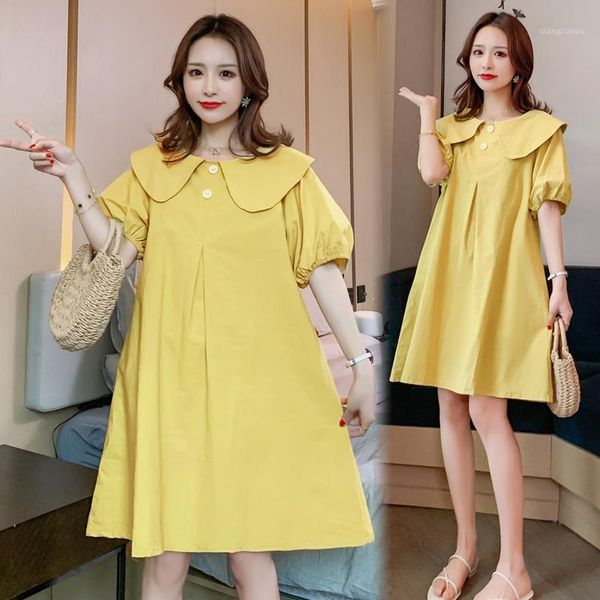 6661# maternity dress summer cotton fashion solid color short sleeve loose stylish dress for pregnant women mom1, White
6661# maternity dress summer cotton fashion solid color short sleeve loose stylish dress for pregnant women mom1, White