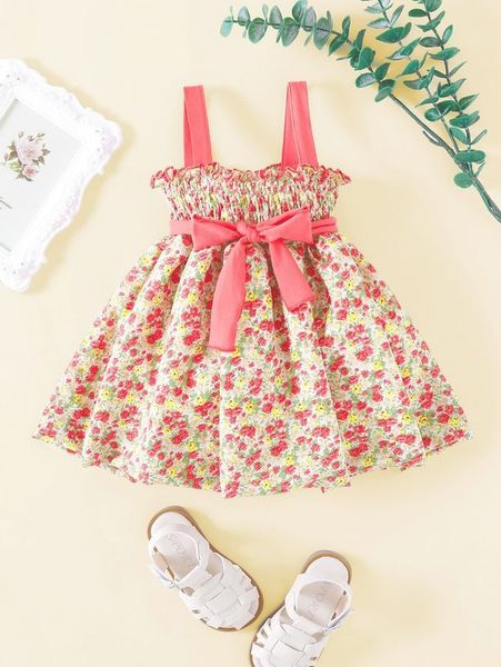 baby girl shirred bodice ditsy floral cami dress she, Red;yellow
baby girl shirred bodice ditsy floral cami dress she, Red;yellow