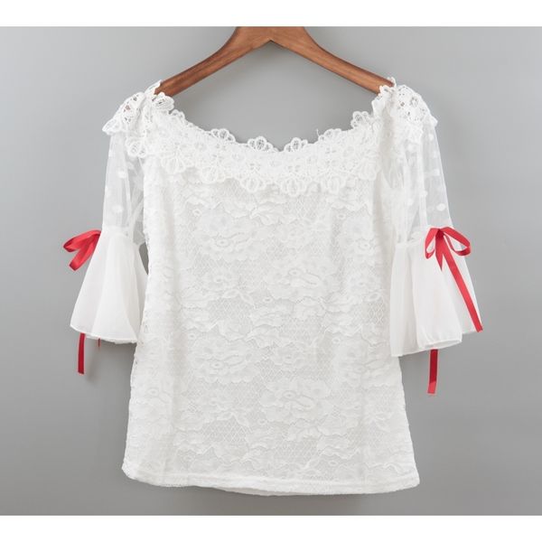 fashion flare sleeve hollow women blouse shirt slash neck embroidery lace blusas 6811 30 y200828, White
fashion flare sleeve hollow women blouse shirt slash neck embroidery lace blusas 6811 30 y200828, White