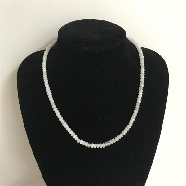 3*4mm white color chalcedony natural stone necklace handmade cut small bead fashion jewelry gift for mother daughter luxury, Silver
3*4mm white color chalcedony natural stone necklace handmade cut small bead fashion jewelry gift for mother daughter luxury, Silver