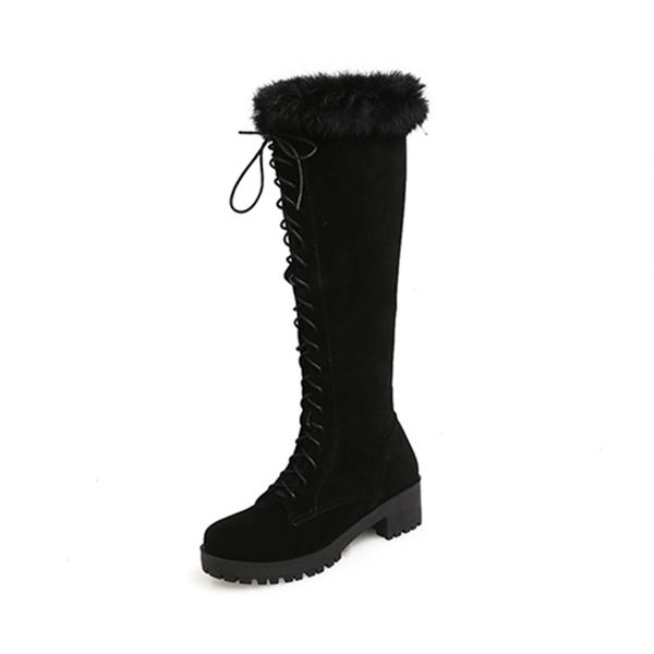 2021 the new party style bunny hair round toe at knee height fashion boots lace platform zipper with medium heels thick riding de4v, Black
2021 the new party style bunny hair round toe at knee height fashion boots lace platform zipper with medium heels thick riding de4v, Black