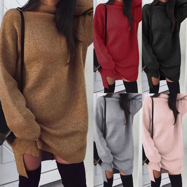2021 winter women solid color loose turtleneck long sleeve knitted sweater dress high neck loose knit split dress sweater, White;black
2021 winter women solid color loose turtleneck long sleeve knitted sweater dress high neck loose knit split dress sweater, White;black