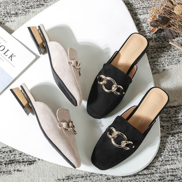2020 designer gold chains slippers women square cover toe slides shoes metal decoration chunky heels mules slippers big size 43 x1020, Black
2020 designer gold chains slippers women square cover toe slides shoes metal decoration chunky heels mules slippers big size 43 x1020, Black