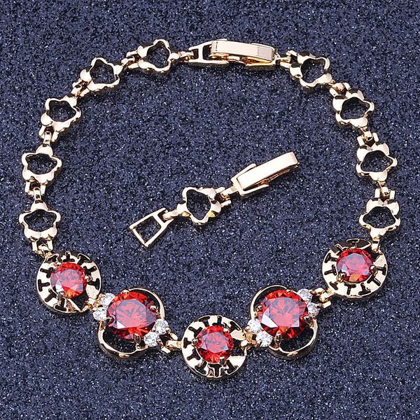 link, chain arrival classy gold colour red cubic zirconia bracelets armbanden voor vrouwen s043, Black
link, chain arrival classy gold colour red cubic zirconia bracelets armbanden voor vrouwen s043, Black
