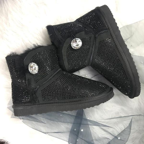 new waterproof leather sheepskin wool fur lining short winter boots crystal ladies ankle boots snow fashion shoes, Black
new waterproof leather sheepskin wool fur lining short winter boots crystal ladies ankle boots snow fashion shoes, Black