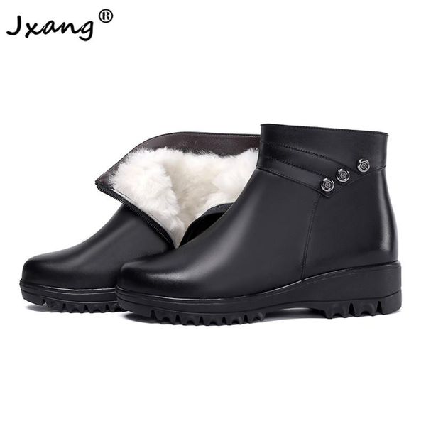 jxang new winter leather cotton shoes wedge heel wool middle-aged old boots flat bottom non-slip soft bottom shoes large size, Black
jxang new winter leather cotton shoes wedge heel wool middle-aged old boots flat bottom non-slip soft bottom shoes large size, Black