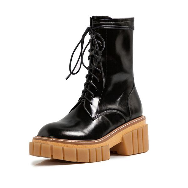 new 2021 autumn winter genuine leather ladies boots side chunky heels working party shoes woman t417, Black
new 2021 autumn winter genuine leather ladies boots side chunky heels working party shoes woman t417, Black