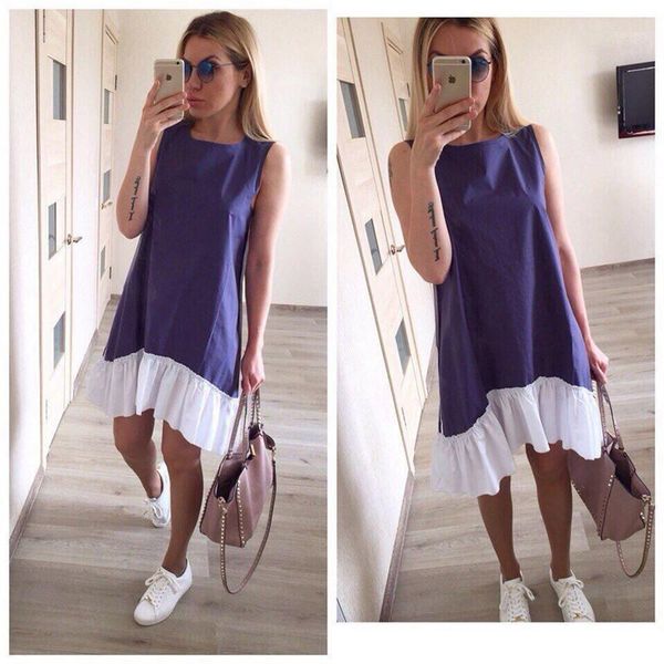 summer women dress sleeveless round neck loose dresses casual patchwork dresses female ruffled fishtail dress femme vestido1, Black;gray
summer women dress sleeveless round neck loose dresses casual patchwork dresses female ruffled fishtail dress femme vestido1, Black;gray