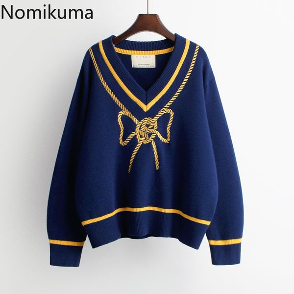 nomikuma korean bowknot jacquard cauasl pullover v-neck sweater autumn new long sleeve women sweet pull femme 6b607 201130, White;black
nomikuma korean bowknot jacquard cauasl pullover v-neck sweater autumn new long sleeve women sweet pull femme 6b607 201130, White;black