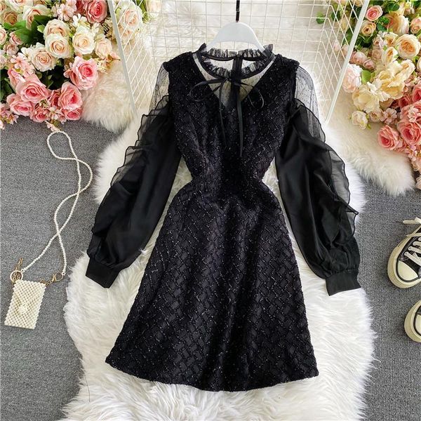 2021 women spring autumn long lantern sleeve high waist o-neck mini dress casual a-line vestido de festa elegant tunic dresses, Black;gray
2021 women spring autumn long lantern sleeve high waist o-neck mini dress casual a-line vestido de festa elegant tunic dresses, Black;gray