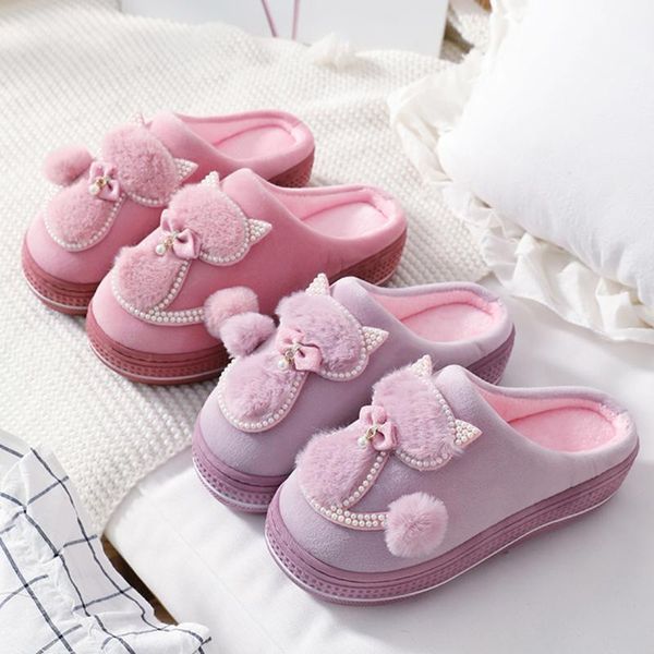 women winter warm plush slippers ladies indoor home cotton cute cat slipper female flat shoes shollow thick heels comfort shoe, Black
women winter warm plush slippers ladies indoor home cotton cute cat slipper female flat shoes shollow thick heels comfort shoe, Black
