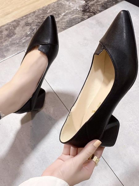 dress shoes pointed toe ladies wild 2021 spring pumps net red high heels rough with soft leather professional work women, Black
dress shoes pointed toe ladies wild 2021 spring pumps net red high heels rough with soft leather professional work women, Black