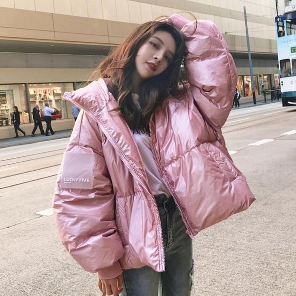 winter coat women's warm plus size jacket fashionable shiny short korean style pink puffer down cotton zippers jacket new 20191, Black
winter coat women's warm plus size jacket fashionable shiny short korean style pink puffer down cotton zippers jacket new 20191, Black