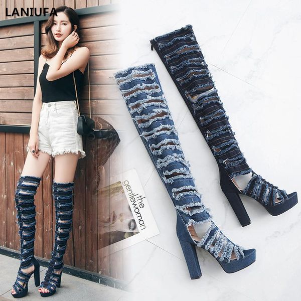 women shoes summer hollow denim pumps dress sandals shoes women thick heels sandals platform super high heels &332, Black
women shoes summer hollow denim pumps dress sandals shoes women thick heels sandals platform super high heels &332, Black