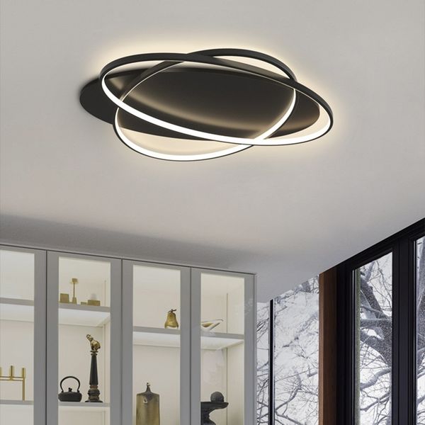 2021 new modern oval circle black ceiling to room iron led lighting interior lamp decoration for house lamps 7due