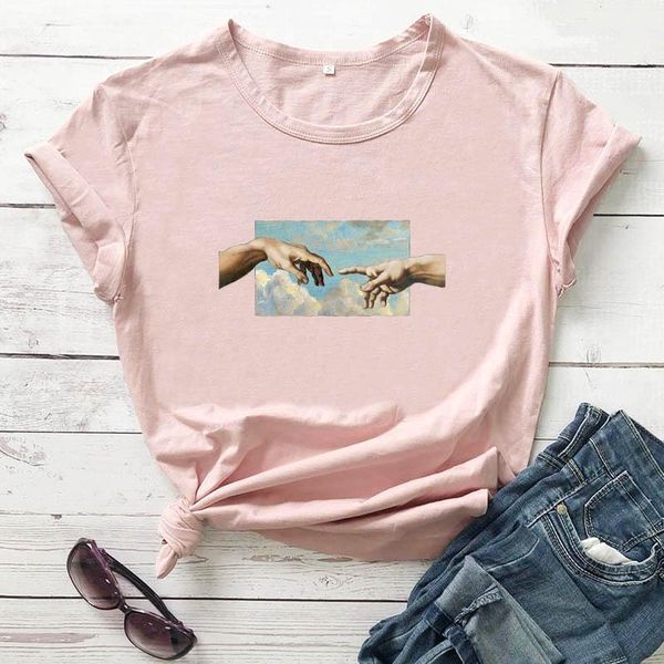 the creation of adam hands cute t-shirt christian women funny graphic grunge hipster fashion 100% cotton tee tshirts1, White
the creation of adam hands cute t-shirt christian women funny graphic grunge hipster fashion 100% cotton tee tshirts1, White