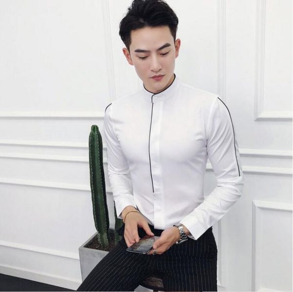 spring men's long sleeve shirt casual korean personality suit collar shirt slim trend night field men's white1, White;black
spring men's long sleeve shirt casual korean personality suit collar shirt slim trend night field men's white1, White;black