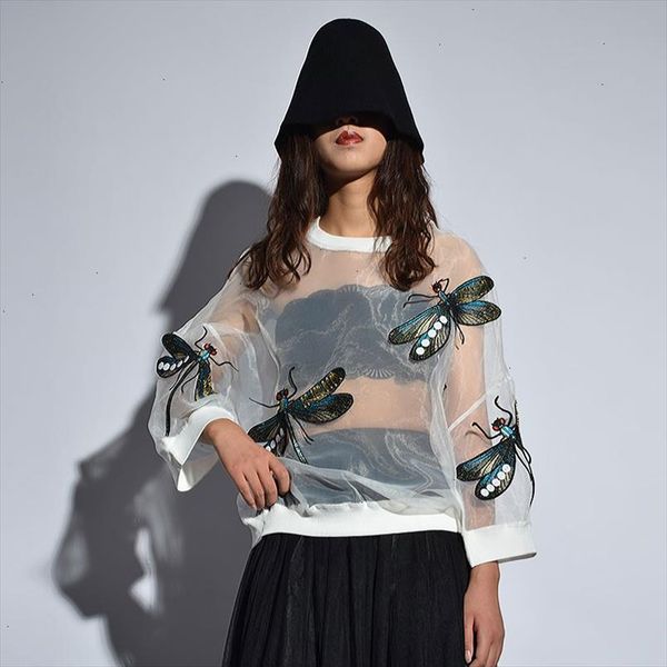 black white mesh t shirt dragonflies t shirt women embroidery sheer kawaii tee plus size chemise femme new ljt1723
black white mesh t shirt dragonflies t shirt women embroidery sheer kawaii tee plus size chemise femme new ljt1723