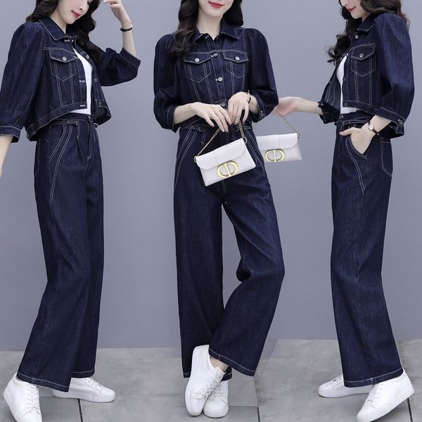 bg6o9 denim suit new spring and autumn wide leg pants coat 2020 women's thin small tall coat wide leg pants two piece women's suit, Gray
bg6o9 denim suit new spring and autumn wide leg pants coat 2020 women's thin small tall coat wide leg pants two piece women's suit, Gray