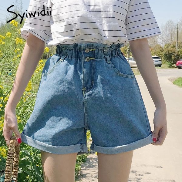 elastic waist denim shorts women plus size 5xl street wear black ruffles solid high waist shorts jean clothes women summer y200822, White;black
elastic waist denim shorts women plus size 5xl street wear black ruffles solid high waist shorts jean clothes women summer y200822, White;black