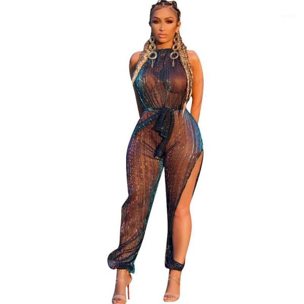 summer women jumpsuits halter neck overalls sleeveless mesh gauze lady rompers nightclub with belt semi-transparent new playsuit1, Black;white
summer women jumpsuits halter neck overalls sleeveless mesh gauze lady rompers nightclub with belt semi-transparent new playsuit1, Black;white