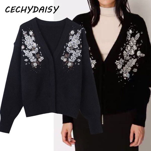 v-neck knitted cardigan women autumn winter clothes beading sequined luxury outwear punk femme chandails, White
v-neck knitted cardigan women autumn winter clothes beading sequined luxury outwear punk femme chandails, White