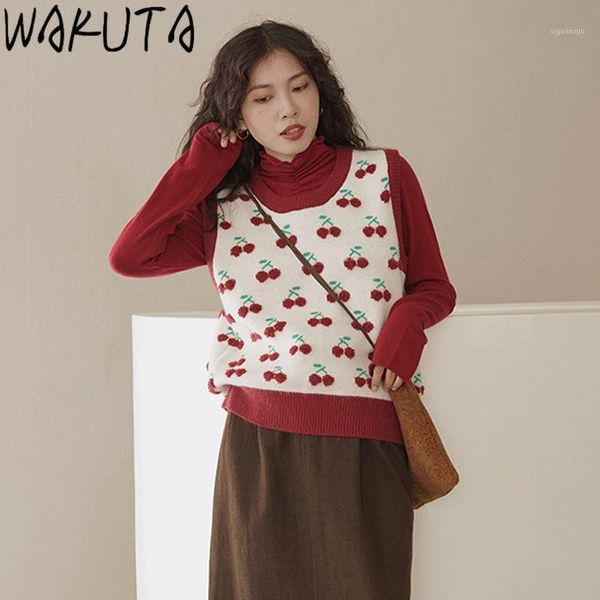 wakuta cherry embroidery sweater vest women's sweet knitted vest student o neck pullovers loose casual knitting outerwear1, Black;white
wakuta cherry embroidery sweater vest women's sweet knitted vest student o neck pullovers loose casual knitting outerwear1, Black;white