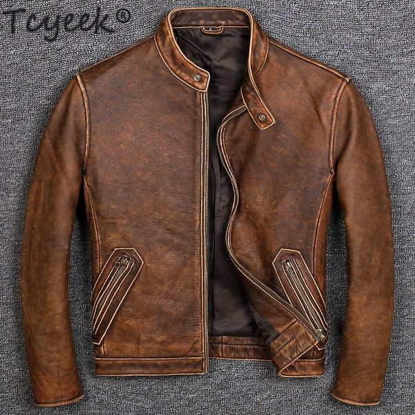 tcyeek 100% real leather coat men autumn winter clothes 2021 streetwear genuine cow leather jacket mens fit moto biker coats 681, Black
tcyeek 100% real leather coat men autumn winter clothes 2021 streetwear genuine cow leather jacket mens fit moto biker coats 681, Black