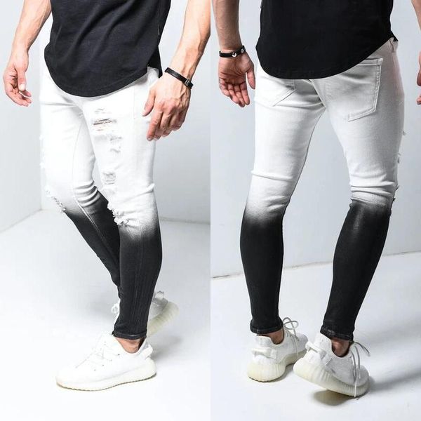 new jeans skinny uomo men gradient black white ripped hole denim pantalones male ankle zipper pencil trousers slim hip hop jean, Blue
new jeans skinny uomo men gradient black white ripped hole denim pantalones male ankle zipper pencil trousers slim hip hop jean, Blue