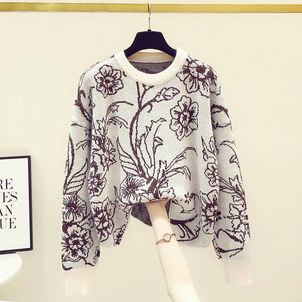 2020 new retro jacquard flower wavy hem knitted shirt female irregular hem all-matching loose sweater for women knit pullovers1, White;black
2020 new retro jacquard flower wavy hem knitted shirt female irregular hem all-matching loose sweater for women knit pullovers1, White;black