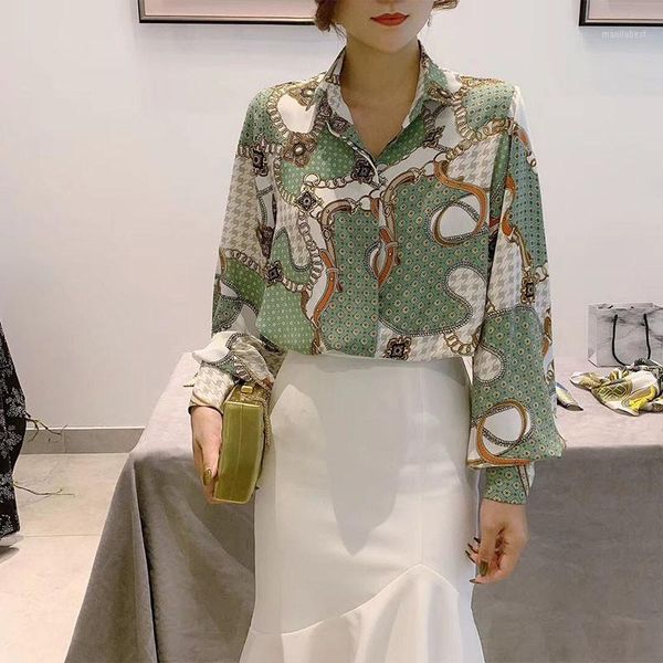 women long sleeve printed blouse fashion turn-down collar female shirts casual women chiffon gm1, White
women long sleeve printed blouse fashion turn-down collar female shirts casual women chiffon gm1, White
