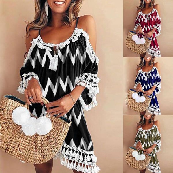 women off shoulder dress tassel bohemia printed cocktail party beach dresses ladies 2021 latest fashion dresswomen, Black;gray
women off shoulder dress tassel bohemia printed cocktail party beach dresses ladies 2021 latest fashion dresswomen, Black;gray