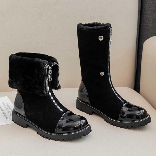 new winter shoes women's mid-calf boots lambswool genuine leather snow boots keep warm rock zippers botas mujer, Black
new winter shoes women's mid-calf boots lambswool genuine leather snow boots keep warm rock zippers botas mujer, Black