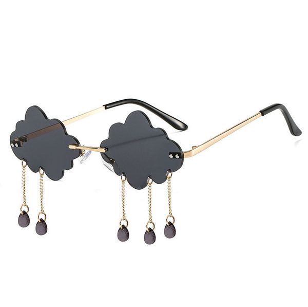 special design cloud lenses sunglasses with raindrops dangling at chains cute and fashion novelty rimless eyeglasses, White;black
special design cloud lenses sunglasses with raindrops dangling at chains cute and fashion novelty rimless eyeglasses, White;black
