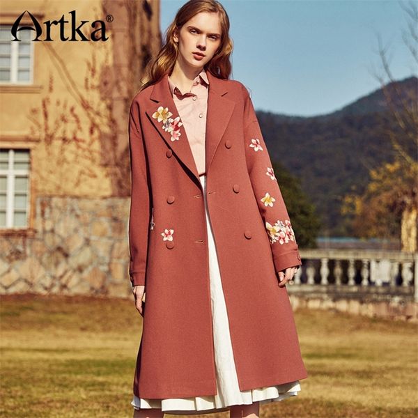 artka spring&summer new women's long embroidery bean red double breasted floral outwear trench fa10181c 201031, Tan;black
artka spring&summer new women's long embroidery bean red double breasted floral outwear trench fa10181c 201031, Tan;black