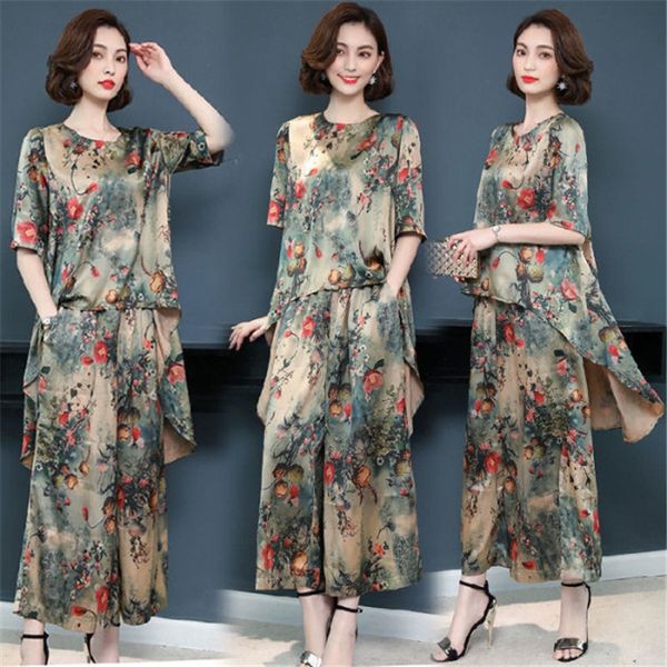 imitation ice silk print suit women's large short skirt skirt pants fall 2020 loose short sleeve mom's two piece fashion set rwhw3, Gray
imitation ice silk print suit women's large short skirt skirt pants fall 2020 loose short sleeve mom's two piece fashion set rwhw3, Gray