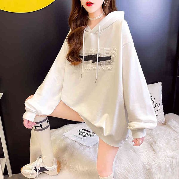 hoodies east gate women's autumn korean concave convex letter hooded sweater middle long loose thin fashion, Black
hoodies east gate women's autumn korean concave convex letter hooded sweater middle long loose thin fashion, Black